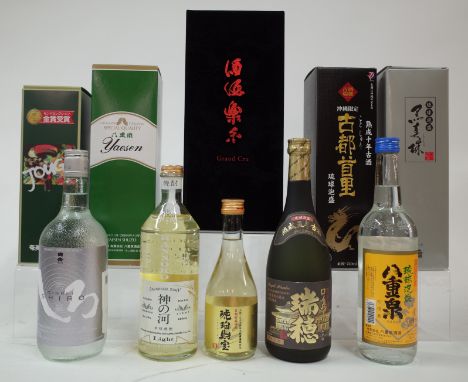 10 BOTTLES SHŌCHŪTakahashishuzoh Co Ginrei Shiro; Satsuma Shuzo Co Kannoko Light (60cl); Zaiho Co Honkaku (33cl); Mizuho Brew
