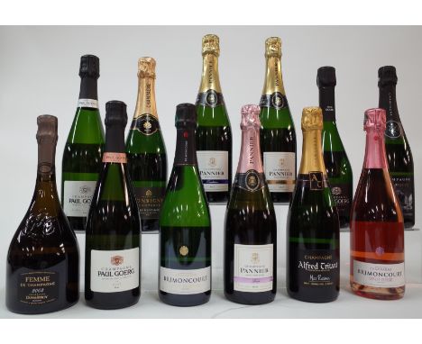 12 BOTTLES CHAMPAGNEDuval-Leroy Femme de Champagne Brut Nature 2020; Paul Georg Premier Cru Rosé Brut NV, Premier Cru Brut 20