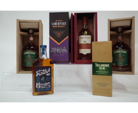 6 MIXED BOTTLES OF WHISKEY/WHISKYJameson 18 Years Old Triple Distilled Irish (wooden boxed) and Jameson Bow Street 18 Years O