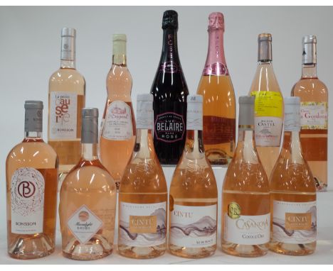 12 BOTTLES FRENCH ROSÉ AND SPARKLING WINEChâteau Bonisson B Biodynamic 2020 and La Petite Causerie Biodynamic 2020; Glassier 