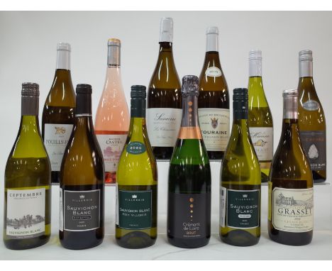 10 BOTTLES FRENCH WHITE, 1 ROSE AND 1 SPARKLING WINEJoel Delaunay Ceptembre Sauvignon Blanc 2020; Villebois Distinction Sauvi