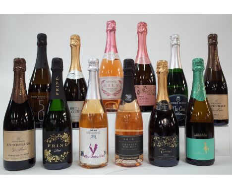 11 BOTTLES CANADIAN AND 1 CHINESE SPARKLING WINEJackson Triggs Entourage Gran Reserva 2016 and 2017; Frind Brut; Megalomaniac