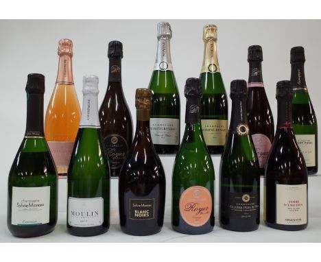 12 BOTTLES CHAMPAGNESylvie Moreau L'Emeraude Extra Brut NV and Blanc de Noirs Extra Brut NV; Jean Philippe Moulin Brut NV and
