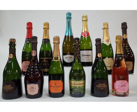 11 BOTTLES SPANISH AND 1 ITALIAN SPARKLING WINEJaume Codorniu 2 x Gran Reserva Brut 2014; Codorniu Ars Collecta Gran Reserva 