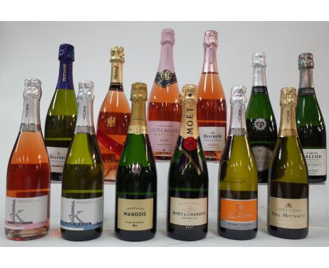 6 BOTTLES CHAMPAGNE AND 6 BOTTLES CRÉMANT D'ALSACEMoët + Chandon Imperial Brut NV; Co-op Les Pionniers Rosé Brut NV; GH Mumm 