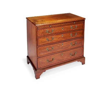 A George III satinwood and crossbanded chest
Inlaid with ebonised lines, the rectangular moulded top above a slide and four l