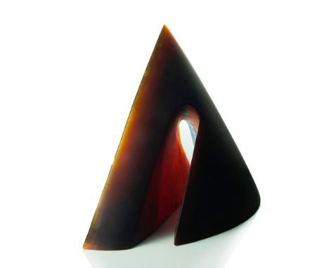 Red / Orange, cast , cut and polished glass by two highly respected, multi award winning and worldwide museum displayed Czech