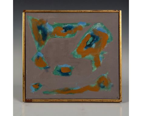 Outstanding oil on canvas entitled Green Light by Abstract artist Betty Parsons who paints organic forms floating on a anthra