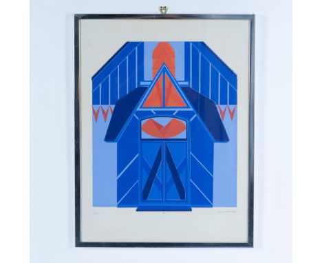 A dazzling original silkscreen on laid paper by Alicia Hancock Apfel, titled Entry, from a limited edition of 35 prints. It p