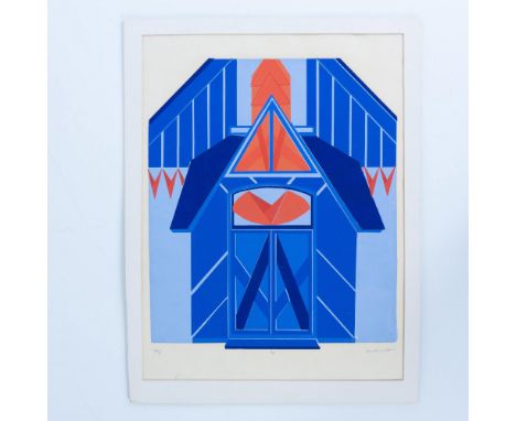 A vibrant original silkscreen on paper by Alicia Hancock Apfel, titled Entry, from a limited edition of 35 prints. It depicts