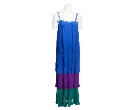 SAINT LAURENT RIVE GAUCHE VINTAGE Kleid, Gr. 38 (fr. 40). Koll.: RTW S/S 1978, High Seas Chic. Stufen Modell aus plissiertem 