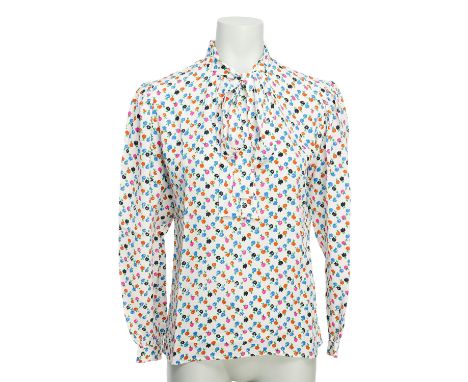 SAINT LAURENT RIVE GAUCHE VINTAGE Blusen-Konvolut, Gr. 40 (fr. 42). Vier Modelle aus Seide mit verschiedenen Schnitten und De