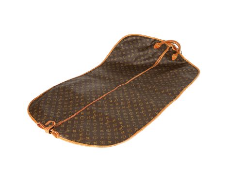 LOUIS VUITTON VINTAGE Kleiderhülle, Koll.: 1984. Monogram Canvas Serie mit Rindsleder-Details, goldfarbener Hardware, Henkel,