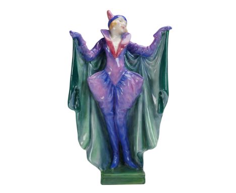 Part of the Art Deco series. Depicts the heroine Marietta of the 19th century comic operetta, Die Fledermaus in purple and pi