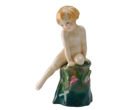 This charming Royal Doulton porcelain figurine titled A Saucy Nymph, model HN1539, features a delicate depiction of a seated 