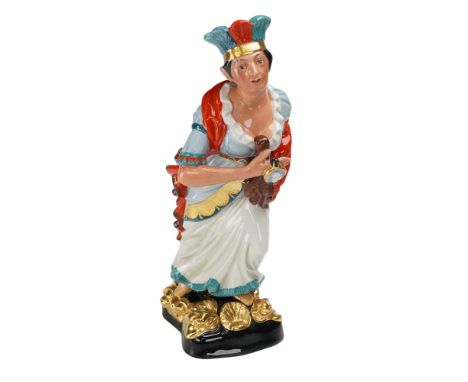 This Royal Doulton Ships Figureheads porcelain figurine depicts Pocahontas, inspired by an 1800s ships figurehead carving and