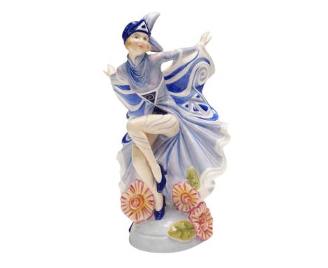 A striking entry from the Royal Doulton Prestige Butterfly Ladies collection, Holly Blue HN4847 exudes theatrical elegance an