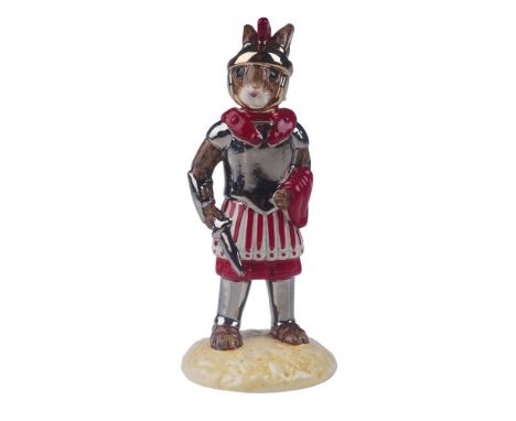 A rare Royal Doulton Bunnykins figurine depicting a Roman Centurion, a military officer who led a century in the Roman army. 