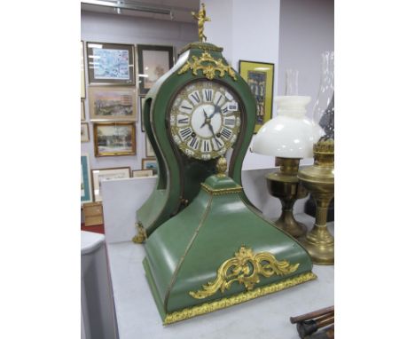 A Continental Bracket Clock and Bracket, XVIII Century and later, clock works by Louis Simon, Geneve, circular brass/enamel d