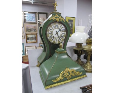 A Continental Bracket Clock and Bracket, XVIII Century and later, clock works by Louis Simon, Geneve, circular brass/enamel d