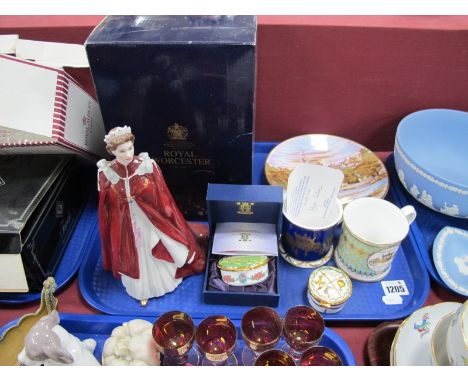 Royal Worcester 'In Celebration of The Queens 80th Birthday 2006' Figurine,boxed), Peter Jones &amp; Royal Mint enamelled box