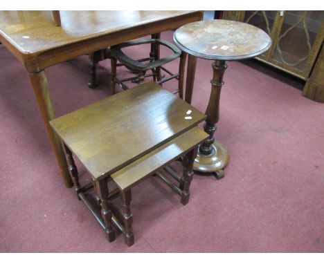 XIX Century Mahogany Table, with circular top and base, turned pedestal on tripod feet, 72cm high, 40cm wide; nest of two cof