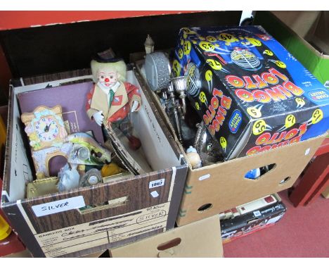 Figurines, clocks, nutcracker, glassware, bingo lotto, etc:- Two Boxes