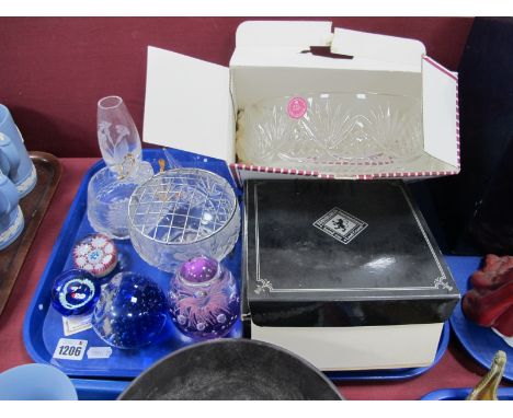 Edinburgh and Albert Glass Bowls, Caithness miniature 'Snowman' plus 2003 paperweights, etc:- One Tray