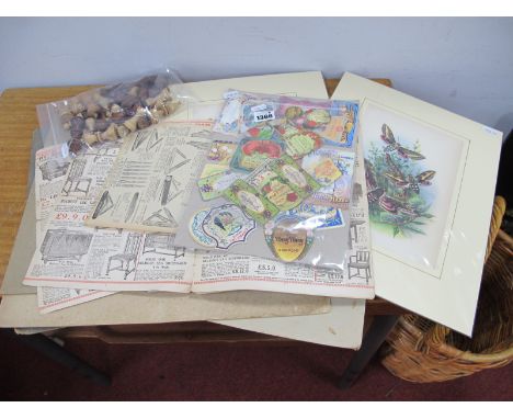Large Old Photographs on Board, vintage style self adhesive labels, antique style paper labels, page from an Army &amp; Navy 