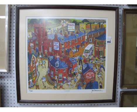 Joe Scarborough (Sheffield Artist), 'Around the Houses', limited edition colour print of 350, ink signed, 38 x 41.5cm.