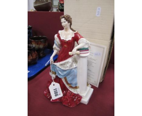 Royal Worcester Figurine, (for Compton &amp; Woodhouse) Queen Anne, limited edition No 54/4500, boxed with certificate. 