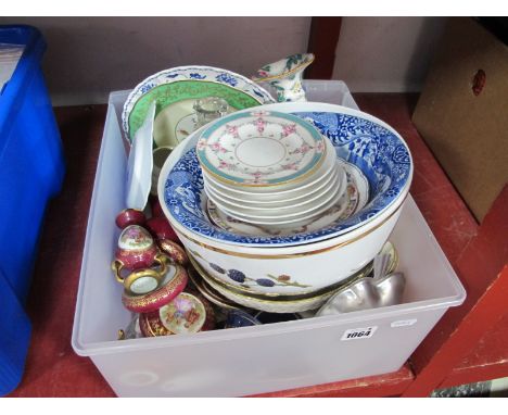 Copeland Spode Blue-White Bowl, Crown Ducal candlestick etc:- One Box