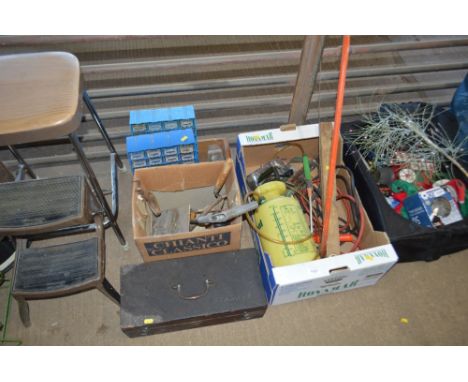 A quantity of various hand tools; fittings; spray bottle etc.