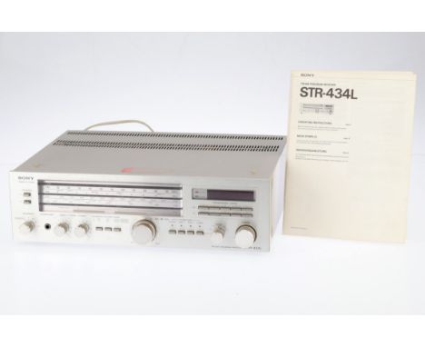 &nbsp;A Sony Tuner Amplifier STR-434L, silver, powers up lights illuminate, controls operate, not further tested.