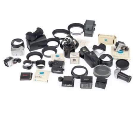 A Selection of Minolta Accessories, to include two right-angle finders, two metered prisms, shoe mount exposure meters, and a