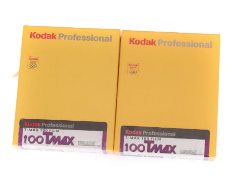 A Quantity of Kodak TMAX 100 Expired 4x5 Film, comprising a pack of 50 sheets, expiry 11/2009, and a pack of 50 sheets, expir