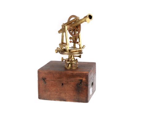 Large Brass Theodolite By Stanley, London English, c.1890, engraved to the silvered compass dial 'Stanley Gt Turnstile Holbor