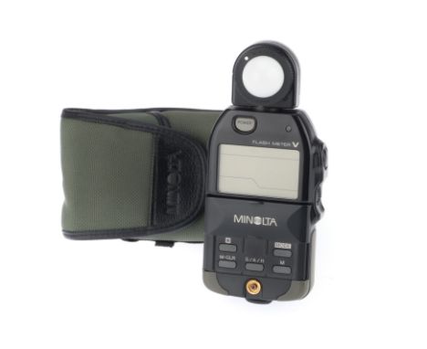 A Minolta Flash Meter V, VG, powers up and takes a reading, in soft case.