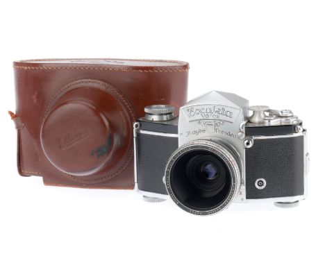 An Ihagee Exakta Varex SLR Camera, silver, serial number 791728, F-G, internal film guides slightly dirty, shutter works but 