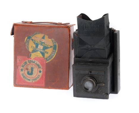 A Mentor Folding Reflex Plate Camera, black, serial number 36760, body G, 3½x5 inch plates, opens and closes correctly, shutt