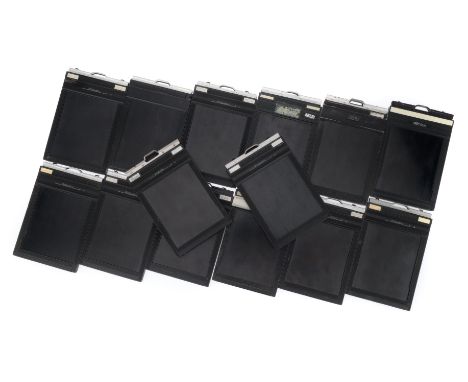 A Selection of 4x5 Film Plate Holders comprising 3off Fidelity cut film holders, double-sided, and 11off Graflex/Riteway cut 