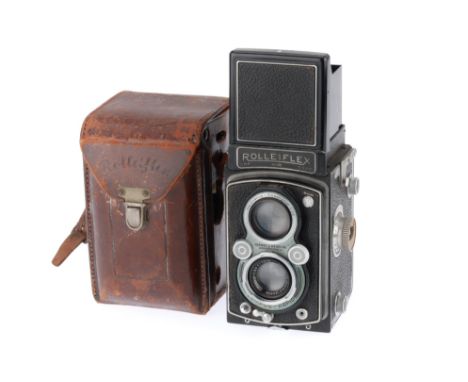 A Rollei Rolleiflex Automat Medium Format TLR Camera, black, serial number 684477, body P-F, leather missing from focus wheel