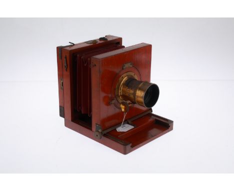 Small Victorian Studio Camera, English, c.1880, unsigned, of typical form, constructed of French polished mahogany with all b