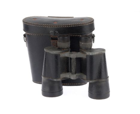 WWII German Army Binoculars by Carl Zeiss, German, dated to case 1940, engraved 'CARL ZEISS JENA, Dienslglas 7x50 No. 845178,