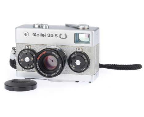 A Rollei 35 S Silver Compact 35mm Camera, Anniversary Limited Edition, silver, body VG, shutter works, iris works, meter resp