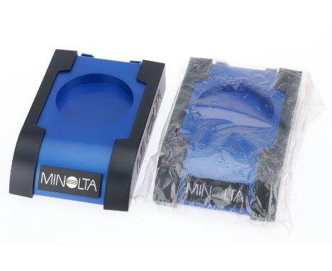 A Group of Minolta Display Stands, blue/black, new and unused, set of 2.