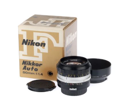 A Nikon Nikkor-S.C Auto f/1.4 50mm Ai Lens, black/chrome, serial number 1463035, barrel VG, optics VG, with caps, in maker's 