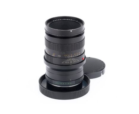 A Leitz Wetzlar f/2.8 60mm Macro-Elmarit-R Lens, black, serial number 2830483, barrel G, light wear to paint, optics G with l