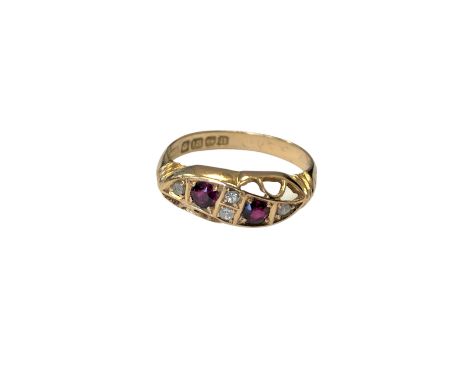 An antique 18ct gold ruby and diamond ring, size N CONDITION REPORT: 2.9g