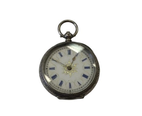 A continental silver and enamel fob watch 